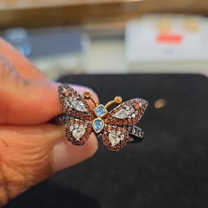 Butterfly Ring with Blue and Brown Accents
